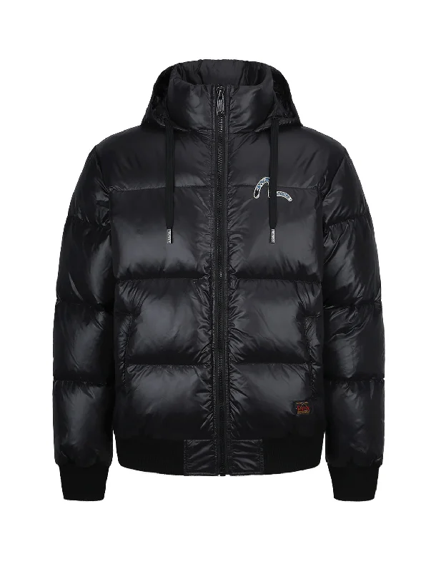 Men's Coats with Relaxed FitsKamon Brocade Appliqué Down Jacket