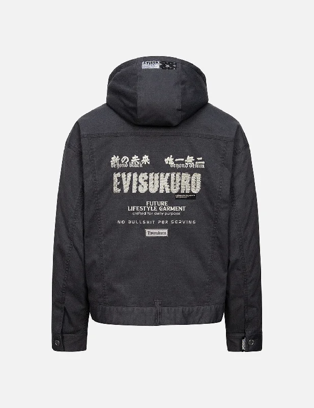 Men's Coats without LiningLogo Embroidery Acid Washed Relaxed Fit Padded Jacket