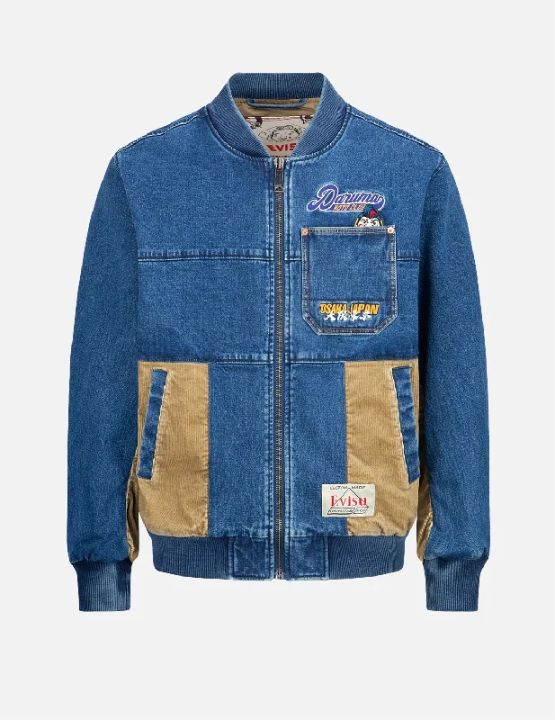 Men's Coats with PocketsLogo Embroidery Fabric-mixed Bomber Jacket