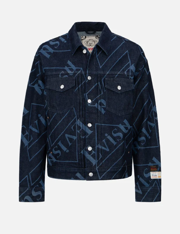 Men's Coats for SpringLogo Monogram Discharged Print Denim Jacket