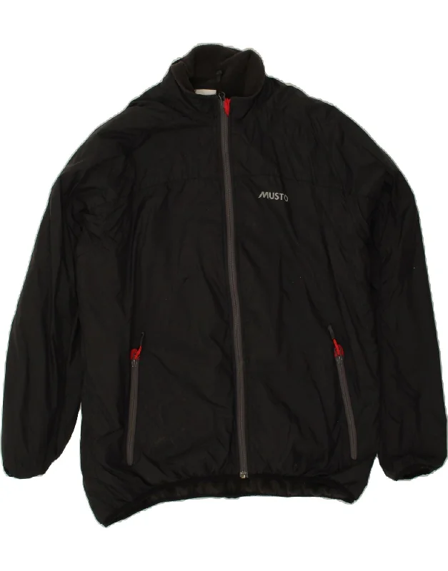 Men's Coats with Patchwork DesignsMUSTO Mens Rain Jacket UK 40 Large Black