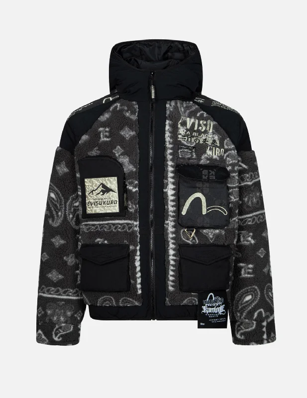 Men's Coats with Wind-Resistant FabricPaisley Printed Fleece and Patch Pocket Regular Fit Down Jacket Men's Coats with Wind-Resistant FabricPaisley Printed Fleece and Patch Pocket Regular Fit Down Jacket