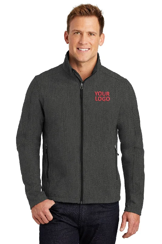 Men's Coats with LiningPort Authority Core Soft Shell Customized Jackets, Black Charcoal Heather