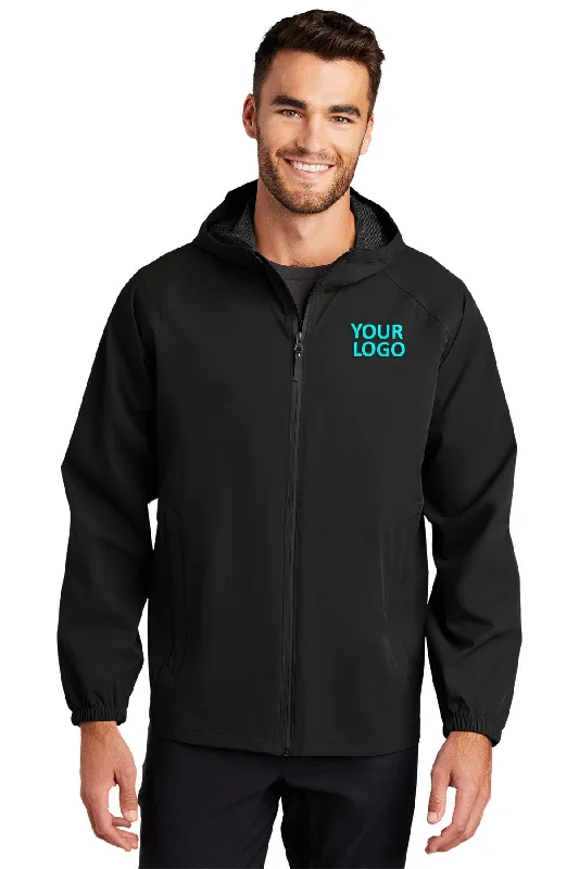 Trendy Men's Anorak JacketsPort Authority Essential Branded Rain Jackets, Deep Black Trendy Men's Anorak JacketsPort Authority Essential Branded Rain Jackets, Deep Black