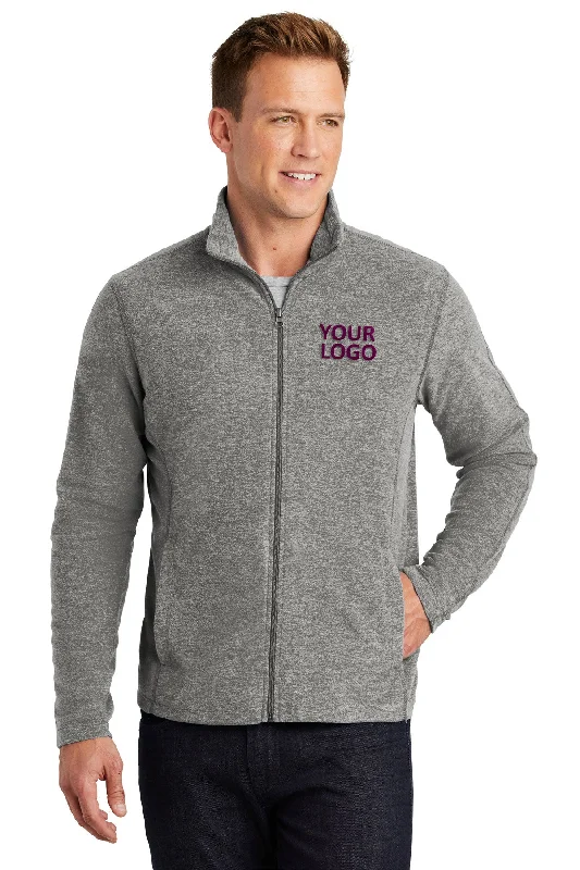 Men's Coats with Contrast StitchingPort Authority Heather Microfleece Branded Full-Zip Jackets, Pearl Grey Heather Men's Coats with Contrast StitchingPort Authority Heather Microfleece Branded Full-Zip Jackets, Pearl Grey Heather