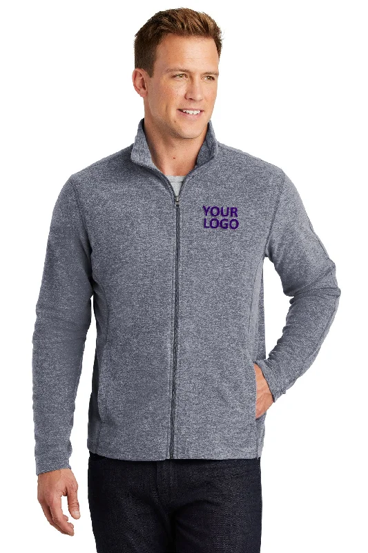 Men's Coats with Modern CutsPort Authority Heather Microfleece Branded Full-Zip Jackets, True Navy Heather Men's Coats with Modern CutsPort Authority Heather Microfleece Branded Full-Zip Jackets, True Navy Heather
