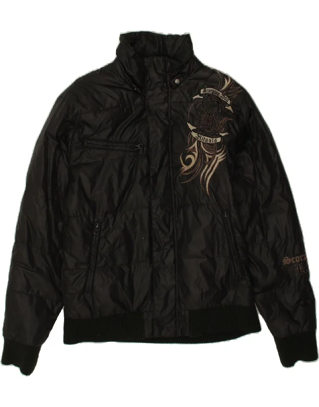 Men's Coats with Hand WarmersSCORPION BAY Mens Graphic Padded Jacket UK 40 Large Black Polyester Men's Coats with Hand WarmersSCORPION BAY Mens Graphic Padded Jacket UK 40 Large Black Polyester