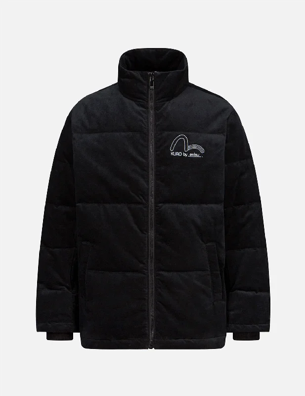 Men's Coats for SpringSeagull and Slogan Embroidered Velvet Down Jacket