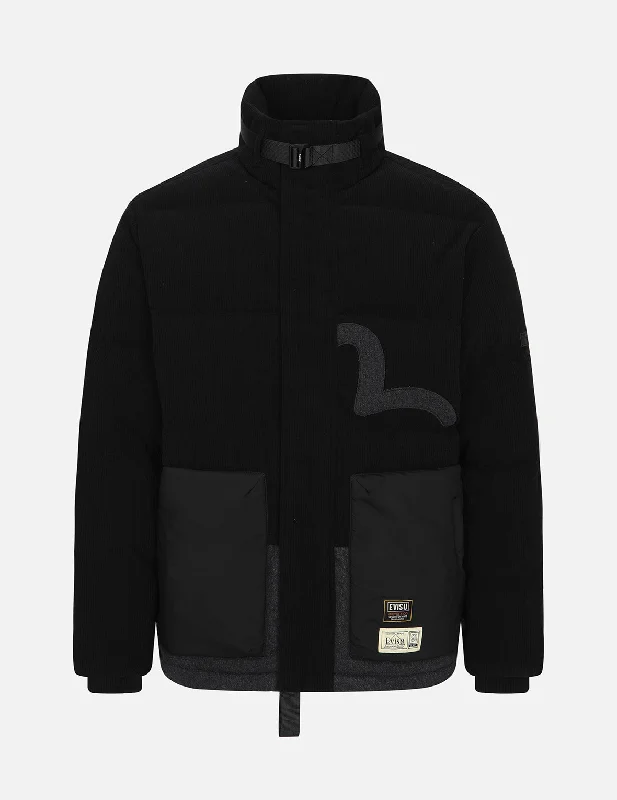 Men's Coats with Magnetic ClosuresSeagull Appliqué Patchwork Down Jacket