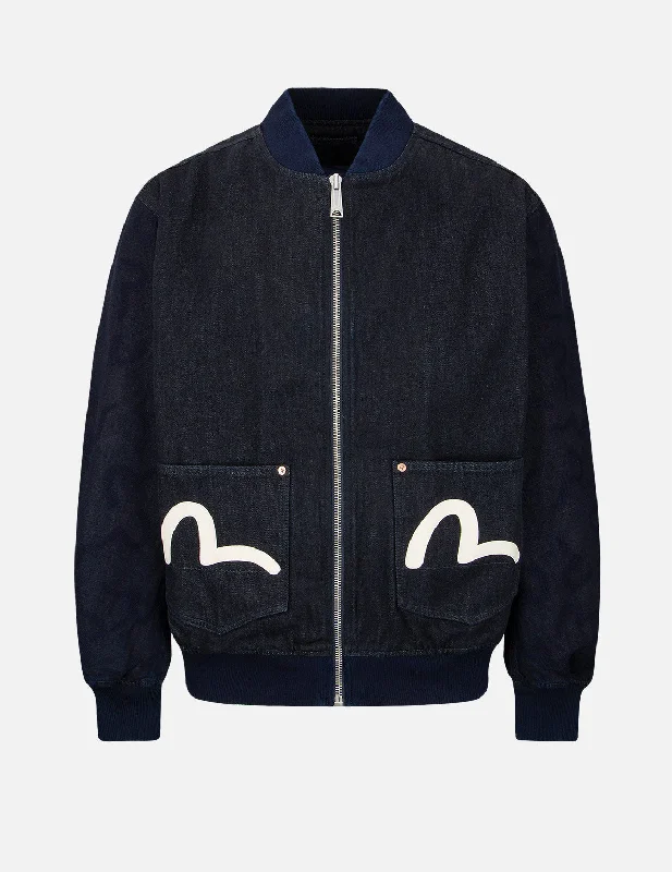 Men's Coats for Winter CampingSeagull Jacquard Panelled Bomber Jacket
