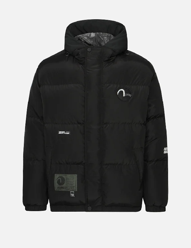 Luxurious Men's Cashmere CoatsSeagull Patch Hooded Down Jacket
