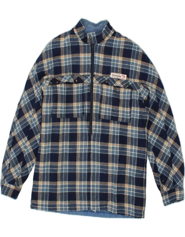 Men's Coats without LiningTECNOALP Mens Flannel Anorak Jacket UK 38 Medium Navy Blue Check