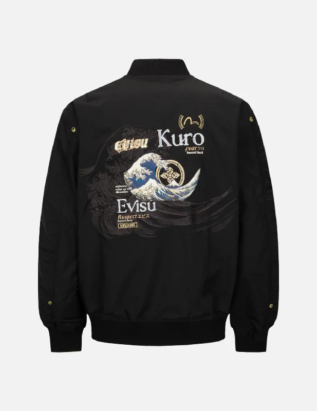 Men's Coats for WorkThe Great Wave Embroidery Bomber Jacket
