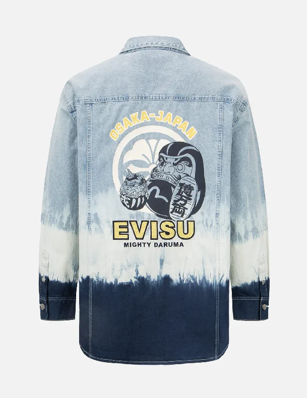 Men's Coats with Hand WarmersTie-dye Denim Shirt Jacket