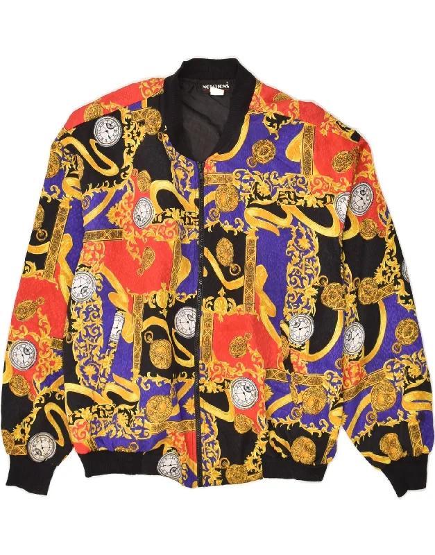 Trendy Men's Anorak JacketsVINTAGE Mens Bomber Jacket UK 38 Medium Multicoloured Patchwork Polyester Trendy Men's Anorak JacketsVINTAGE Mens Bomber Jacket UK 38 Medium Multicoloured Patchwork Polyester