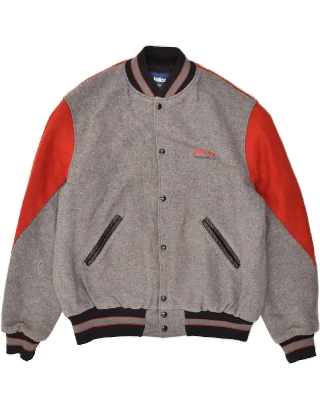 Men's Coats with Hidden PocketsVINTAGE Mens Bomber Jacket UK 42 XL Grey Colourblock