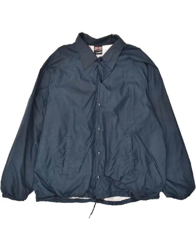 Casual Men's Bomber JacketsVINTAGE Mens Bomber Jacket UK 44 2XL Navy Blue Nylon