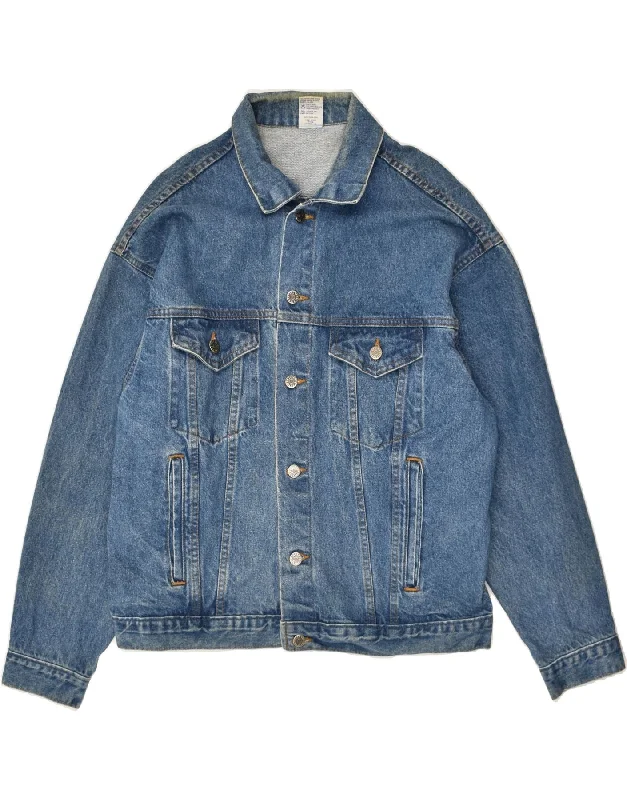 Men's Coats with VentilationVINTAGE Mens Graphic Denim Jacket UK 38 Medium Blue Cotton Men's Coats with VentilationVINTAGE Mens Graphic Denim Jacket UK 38 Medium Blue Cotton