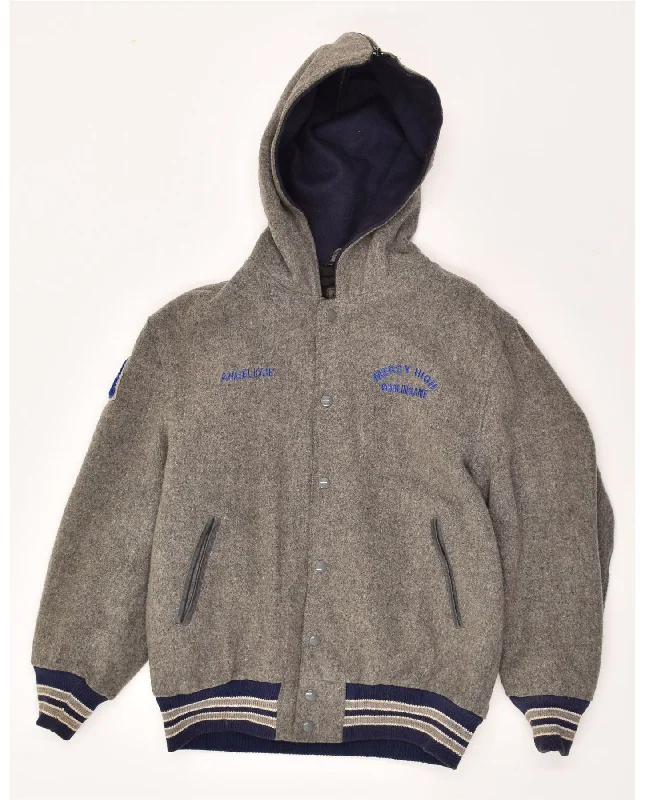 Men's Coats for Skinny MenVINTAGE Mens Graphic Hooded Bomber Jacket UK 38 Medium Grey Virgin Wool Men's Coats for Skinny MenVINTAGE Mens Graphic Hooded Bomber Jacket UK 38 Medium Grey Virgin Wool