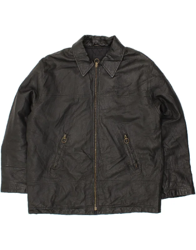 Classic Men's Trench CoatsVINTAGE Mens Leather Jacket UK 42 XL Black Leather