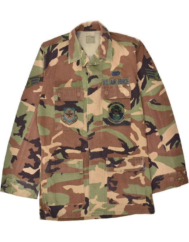 Men's Coats with Magnetic ClosuresVINTAGE Mens Military Jacket UK 36 Small Green Camouflage Nylon