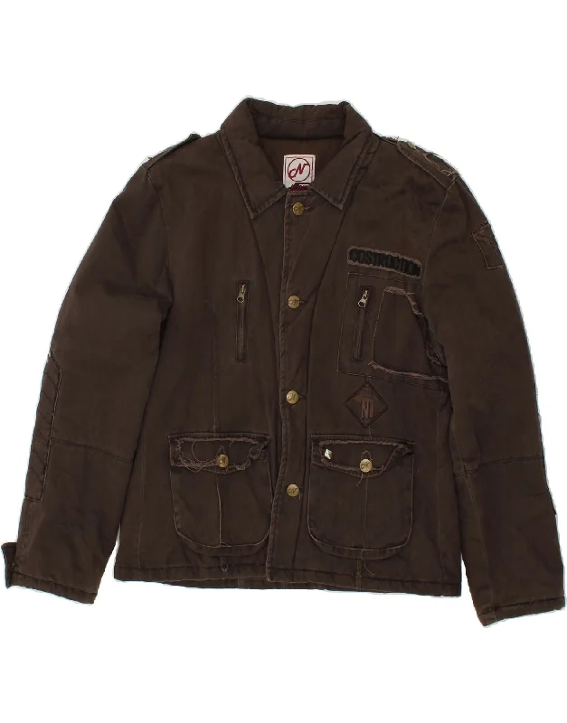 Men's Coats with Belted WaistsVINTAGE Mens Military Jacket UK 38 Medium Brown Cotton Men's Coats with Belted WaistsVINTAGE Mens Military Jacket UK 38 Medium Brown Cotton